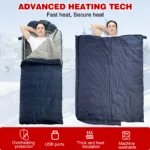 USB d Camping Heated Sleeping Bag for Adults Electrically Temperature-Controllable Winter Travel Blanket Washable Cold-Weather - Image 3